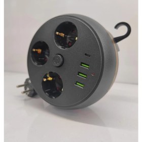 Resim Winboss Akım Korumalı Makaralı 2m Kablolu 3 Prizli 3 USB 1 Type-C Priz 