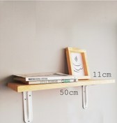 Resim Metal Ayaklı, Ahşap Kitaplık Duvar Rafı 50x11 