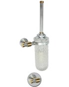 Resim Maya Line Chrome Pvd Gold Montajlı Klozet Fırçası Buzlu Cam %100 Pirinç 