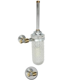 Resim Maya Line Chrome Pvd Gold Montajlı Klozet Fırçası Buzlu Cam %100 Pirinç 