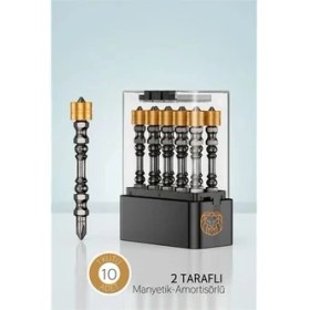 Resim Aesco Mey Ithalat® 10’lu Çift Taraflı Manyetik Amortisörlü Yıldız Çelik Vidalama Uç Seti - 65MM Pz2 Endüstriyel 