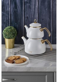 Resim Neva N3168 Lilyum Havana Emaye Demlik Seti Beyaz 