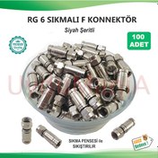 Resim Rg 6 Sıkmalı F Konnektör Siyah Şeritli 100 Adet Diğer