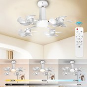 Resim 41cm/16.14in Akıllı LED Tavan Fanı Işıklı Drone, Uzaktan Kumandalı, 2'si-1 Arada 4 Kanatlı Tavan Fanı ve Aydınlatma, 3 Rüzgar Hızı, 3 Renk Ayarlı, Hafıza Fonksiyonlu, 2/4 Zamanlayıcı, E26/27 Bağlantı Noktası, Yatak Odaları, Çalışma Odaları, Depolar, Mutfaklar İçin Uygun, Uzatılmış Direk Tasarım ile Daha İyi Hava Akışı (20W Işık + 20W Fan) 