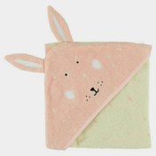 Resim Jolie Ma Organik Pamuk Bunny Tavşan Başlıklı Kundak Bebek Havlusu Pembe (75*75 Cm) 