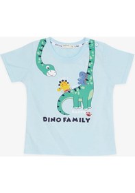 Resim Breeze Girls & Boys Erkek Çocuk Şortlu Takım Mutlu Dinozor Aile Baskılı 1-4 Yaş, Açık Mavi-açık Mavi Açık Mavi 
