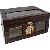 Resim Ispanyol Sediri Kahve 2 Katlı Camlı Özel Humidor Puro Kutusu RC48 