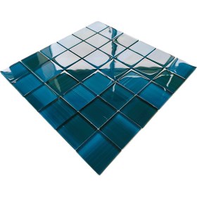 Resim Mutfak Tezgah Arası, Banyo, Havuz, Sauna, Spa ve Iç ve Dış Dekorasyonda Tüm Yüzeyler Için, 48X48 mm ve Turkuaz-Mavi, 30X30 cm. Fileli Kristal Cam Mozaik. ( 11 File Karo = 1 M2 Fiyatıdır ) 