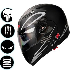 Resim NCR Çene Açılır Kask Vizörlü Monster Mat Siyah Ece Belgeli 