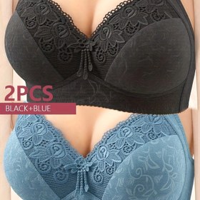 Resim 2 adet dantel yama örgülü, kensiz ve çerçevesiz kadın hamile sütyeni 