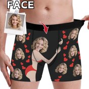 Resim Kişiselleştirilmiş Fotoğraflı Özel Erkek Boxer Külot, Sevgililer Günü Hediyesi - Eş ve Koca İçin, Yıldönümü Hatırası, Çift Uyumlu Set 