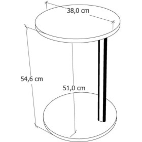 Resim Woodaria C Sehpa Yuvarlak Üst Tablalı, Metal Gövdeli Yan Sehpa | Laptop Sehpası 