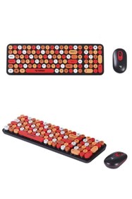 Resim Torima Kablosuz Q Klavye Mouse Seti Retro Daktilo Görünümlü TMK07 Çok Renkli 