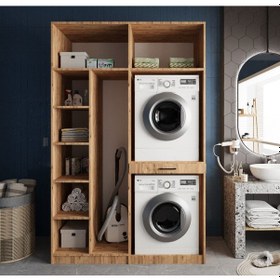 Resim Megan Çamaşır Ve Kurutma Makinesi Dolabı Banyo Dolabı Çam Çam 