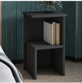 Resim Roisin Modern Çok Amaçlı Komodin & Yan Sehpa Antrasit 