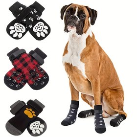 Resim Su Geçirmez 4 Adet Köpek Kaymaz Çorap ve Ayakkabı, Solunabilir Açık Hava Aksesuarları. 