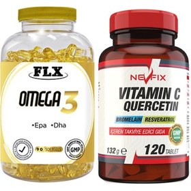 Resim Omega 3 Balık Yağı 90 Softgel & Nevfix Glucosamine Chondroitin Msm 120 Tablet 