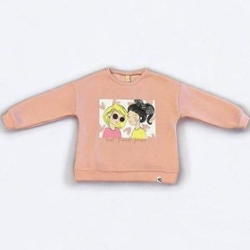 Resim Kız Çocuk Kalın Kız Baskılı İçi Şardonlu Sweatshirt-14345 Pudra 