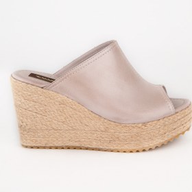 Resim Elile Shoes Kadın Bej Yüksek Jüt Topuk Terlik 