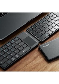 Resim Lenyes Wk109 Sessiz Tuş Tasarımlı Touch Padli Katlanabilir Bluetoothlu Kablosuz Klavye Siyah 