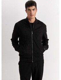 Resim DeFacto Slim Fit Süet Bomber Mont Ceket Dar Kesim Kolej Yaka Fermuarlı Çift Cepli Mevsimlik Baharlık Hafif A3866AX25SPBK27 