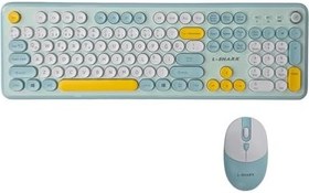 Resim T801A Kablosuz Türkçe Q Klavye ve Mouse Seti (2.4GHz Renkli Retro Klavye) 