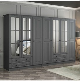Resim Kale 7 Kapaklı 4ç Taçlı Dolap Mebran İlkbahar Antrasit 210cm Antrasit 