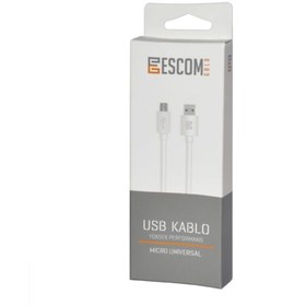 Resim Escom Beyaz Micro USB Data Kablosu 