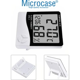 Resim Microcase Dijital Termometre Sıcaklık ve Nem Ölçer Masa Saati Higrometre-AL4562 