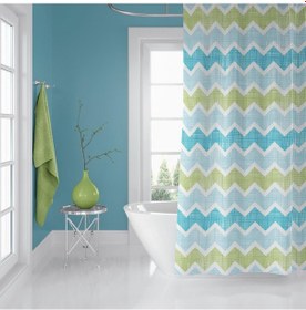 Resim Banyo Perdesi 2x120x200 Çift Kanat Duş Perdesi Halka Hediyeli 3588 Çok Renkli 