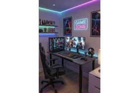 Resim RetoDesign 140 Antrasit Oyun Çalışma Masası Gaming Masa Ofis Masası 9100 