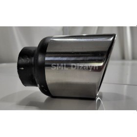 Resim 90lık Tekli Kesik Egzoz Ucu. 90mm Krom Egzoz Başlığı. Egzos Ucu 
