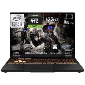 Resim Asus TUF Gaming F16 FX608JPR-QT072-08 i7-14650HX 96 GB 2 TB SSD RTX5070 16" Dos Dizüstü Bilgisayar 