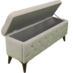 Resim vavonni 120 Cm 3d Kapitone Vip Bench Retro Sandıklı Puf A A Kalite Krem Jaguar Kumaş 