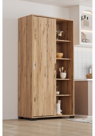 Resim Luna Atlantik Çam Döner Çok Amaçlı Dolap Raflı Mutfak Ve Kiler Dolabı Atlantik Çam 