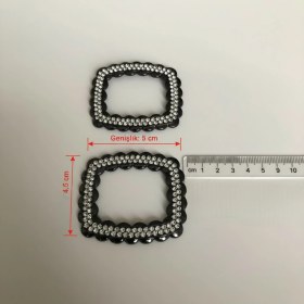 Resim Cowo Metal Dekoratif Aksesuar - Parlak Kristal Detaylı Ayakkabı, Çanta, Kemer Tokası 5x4.5 cm ( 1 Çift ) 