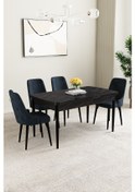 Resim Mabel Siyah Mermer Desen 80x132 Mdf Açılabilir Mutfak Masası Takımı 4 Adet Sandalye Antrasit 