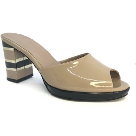 Resim D&A İzland Shoes Kadın Vizon Şık Renkli Ökçeli Platform Topuklu Ayakkabı 