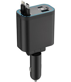 Resim Araç İçi Hızlı Şarj Çakmaklık Adaptörü Lightning Type-c Kablolu Çoklu Şarj 