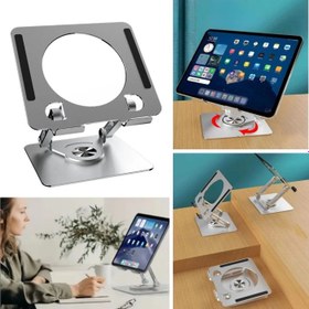 Resim 360 Derece Dönebilen Yükseltilmiş Masaüstü Ayarlanabilir Metal Tablet Standı 