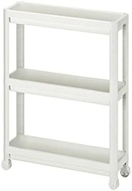 Resim OMAS Tekerlekli Dikdörtgen 3 Katlı Raf Ünitesi - Banyo Mutfak Düzenleyici Organizer Raf - Modern Shelf Unit (Beyaz) 