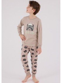 Resim Rolypoly Erkek Çocuk Kahverengi Pijama Takımı Rp3669-c-v2 