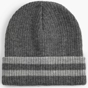 Resim Erkek Kolej Bere Örgü Katlama Detaylı Şeritli 