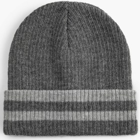 Resim Erkek Kolej Bere Örgü Katlama Detaylı Şeritli 