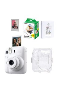 Resim Fujifilm Instax Mini 12 Beyaz Fotoğraf Makinesi Simli Pleksi Kılıf Pvc Albüm 20'li Film Ve Çerçeveli Hediye S 