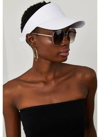 Resim Shopiolog Unisex Uv Koruyucu Vizör Kasket Siperlik Tenis Şapka Beyaz-siyah 