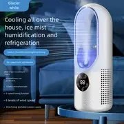 Resim Taşınabilir Bıçaksız Masa Fanı ile Nemlendirici - USB Güçlü, 3 Hızda Sessiz Çalışma, Ev, Ofis, Kamp ve Açık Hava Aktiviteleri için İdeal, Beyaz 