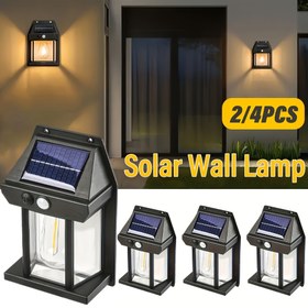Resim 2/4 adet LihangStar Dış Mekan Güneş Enerjili Tungsten Duvar Işıkları Hareket Sensörlü, 3 Işık Modu, Cilalı Metal Yüzey & Dayanıklı Plastik, Patio, Bahçe, Garaj için Güneş Enerjili Güvenlik Aydınlatması (Montaj Donanımı Dahil), Dış Mekan İçin Güneş Enerjili Duvar Işıkları, Şık Aksesuarlar, Sağlam Yapı, Enerji Verimli Aydınlatma, Bahçe Tutkunları 