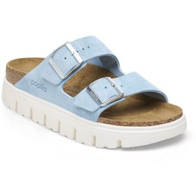 Resim Birkenstock Arizona Chunky VL Suede Bebek Mavi Yüksek Taban Mantar Kadın Terlik 