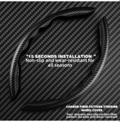 Resim Evrensel Kaymaz Karbon Fiber Araba Direksiyon Kapağı Direksiyon Güçlendirici Black 